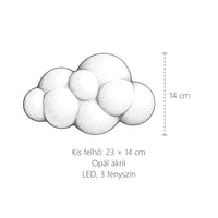 Kis felhő LED fali lámpa méretei: 23 × 14 cm