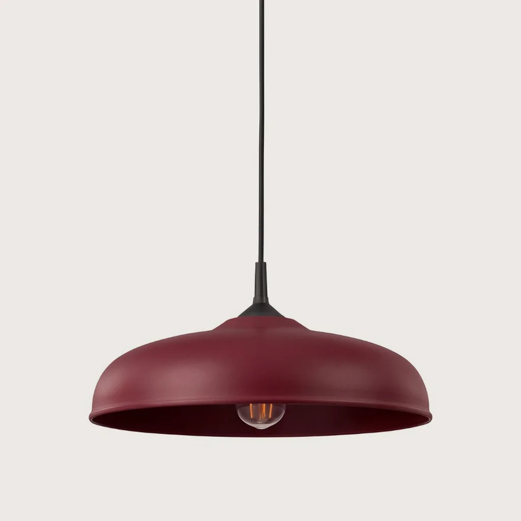 Kiszélesedő acél kupola függőlámpa ø 38 cm, bordó