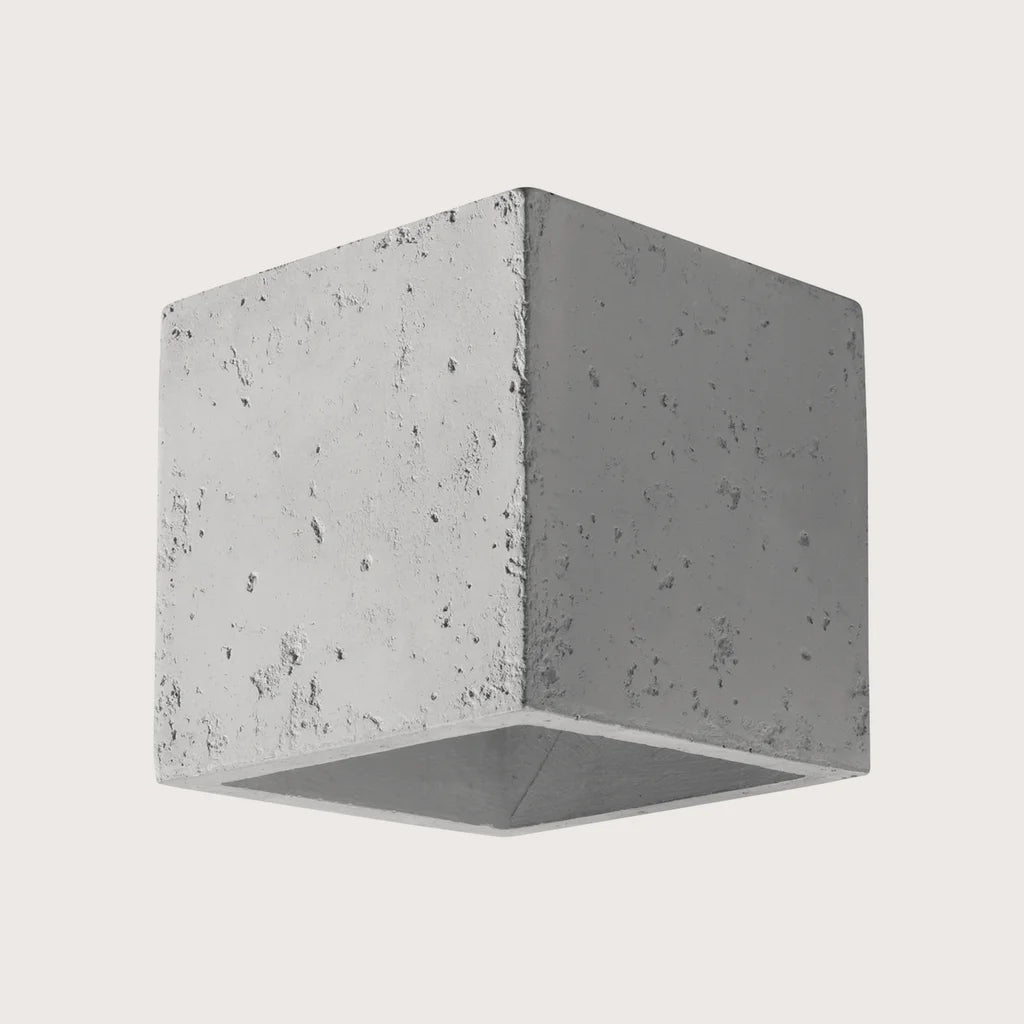 Kocka alakú fel-le világító fali lámpa, szürke (1 izzós – beton)