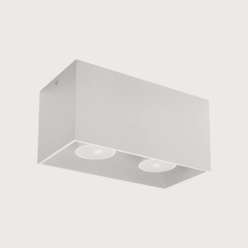 Kocka alakú mennyezeti spotlámpa, fehér (2 spot – alumínium – 20 × 10 cm)