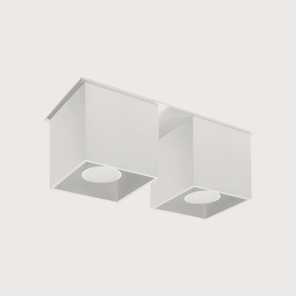 Kocka alakú mennyezeti spotlámpa, fehér (2 spot – alumínium – 26 × 11 cm)