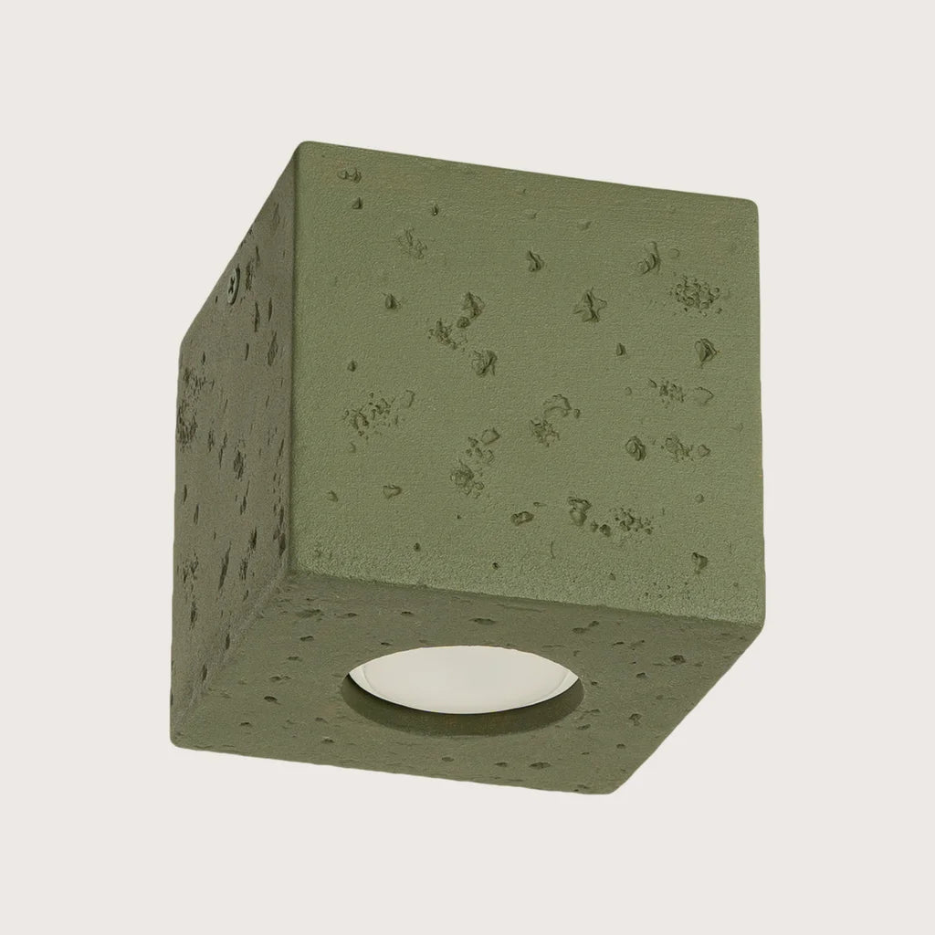 Kocka alakú mennyezeti spotlámpa, olívazöld (1 spot – beton)