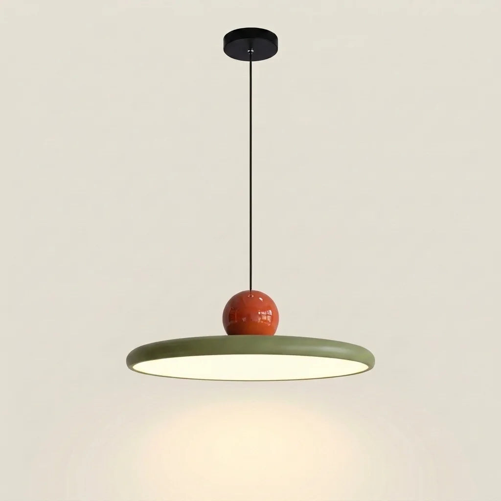 LED függesztő lámpa zöld korong búrával