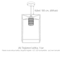 (A) Téglatest kalitkás függőlámpa, 1 kar: műszaki rajz
