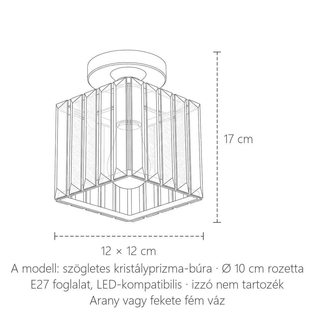 A modell méretei: 12 × 12 cm, 17 cm magas