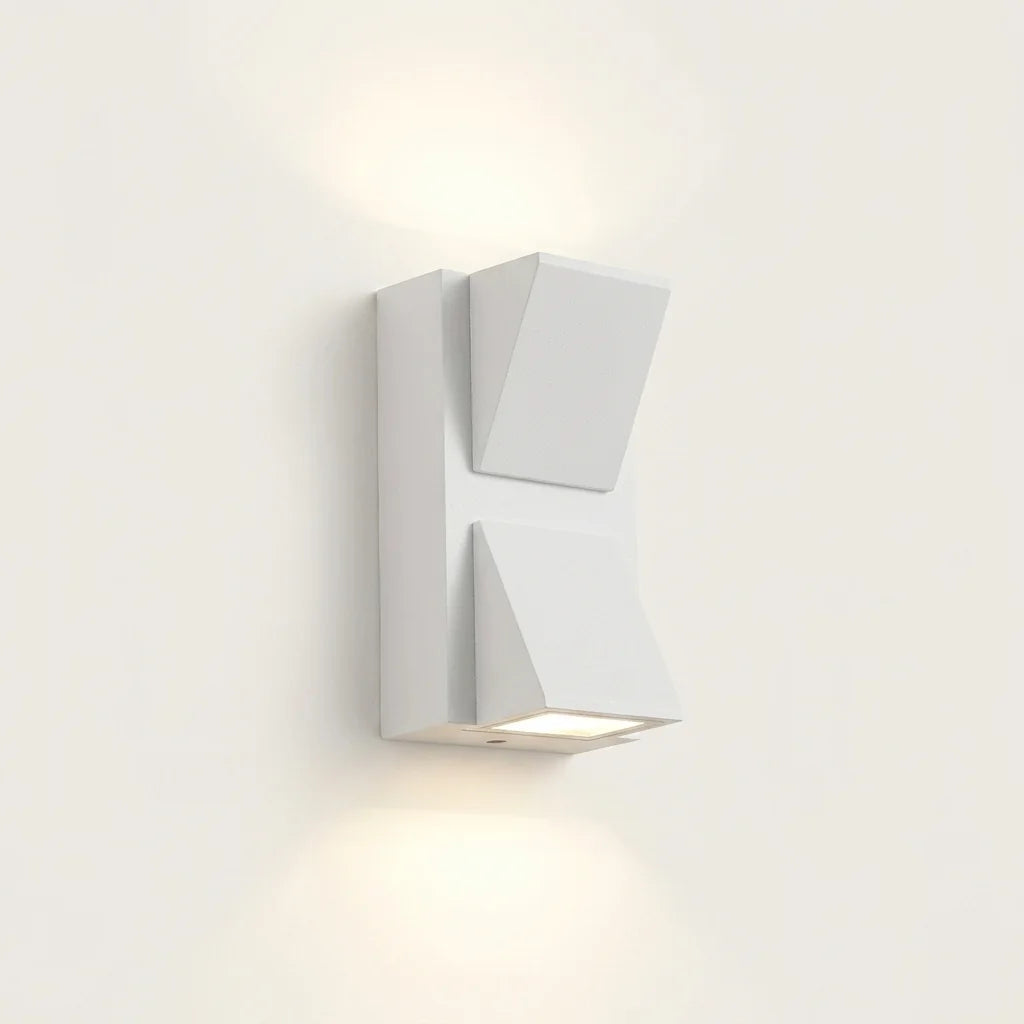 Fehér facettás kültéri LED fali lámpa, 10 W