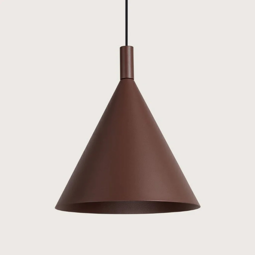 Kúp alakú acél függőlámpa, barna (1 izzós – Ø 25 cm)