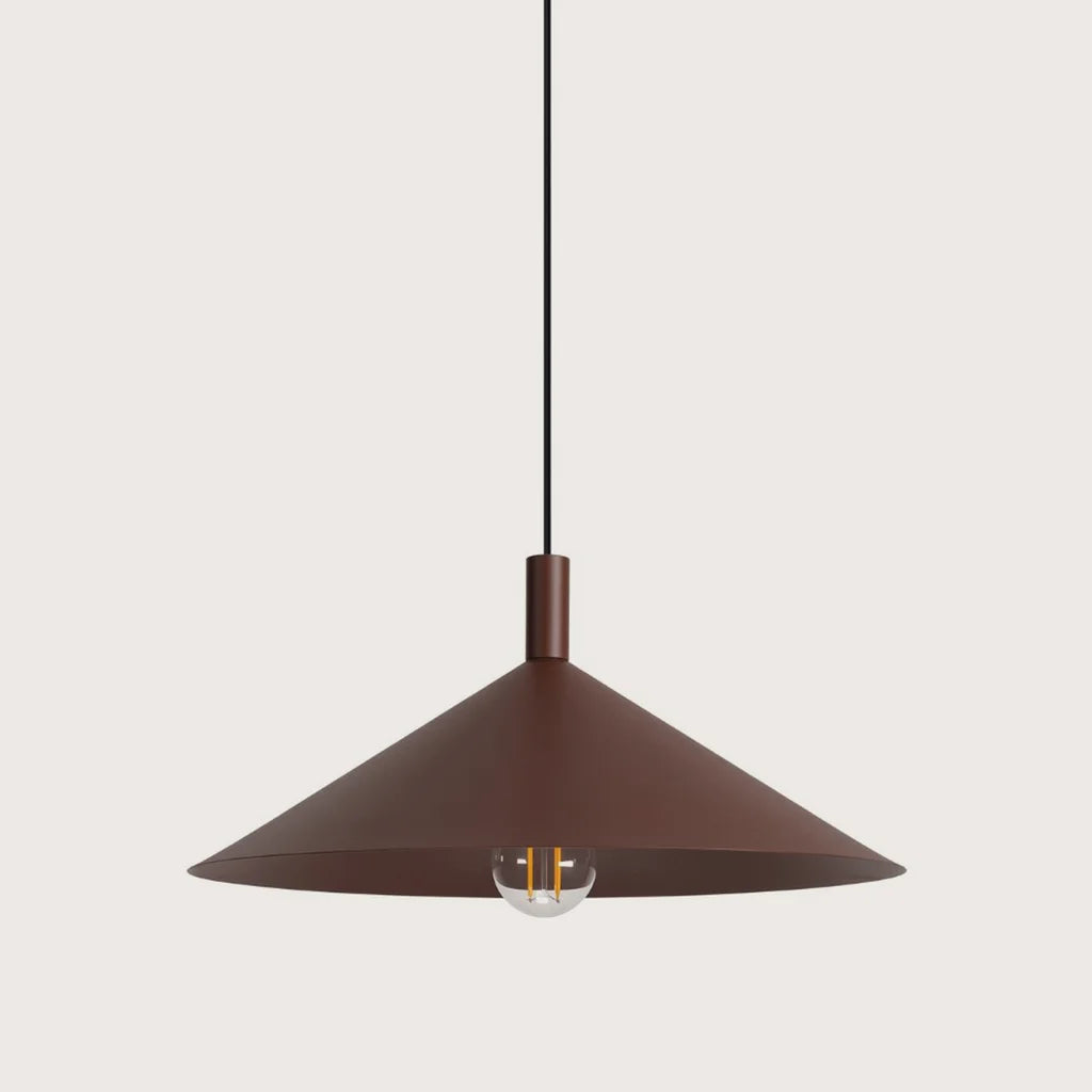 Kúp alakú acél függőlámpa, barna (1 izzós – Ø 40 cm)