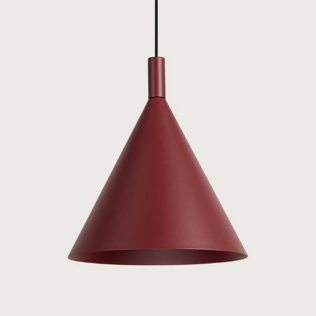 Kúp alakú acél függőlámpa, bordó (1 izzós – Ø 25 cm)