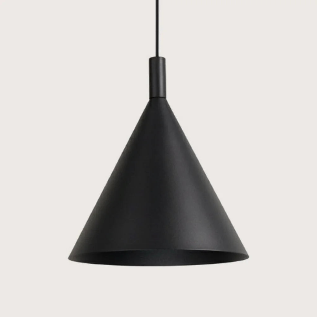 Kúp alakú acél függőlámpa, fekete (1 izzós – Ø 25 cm)