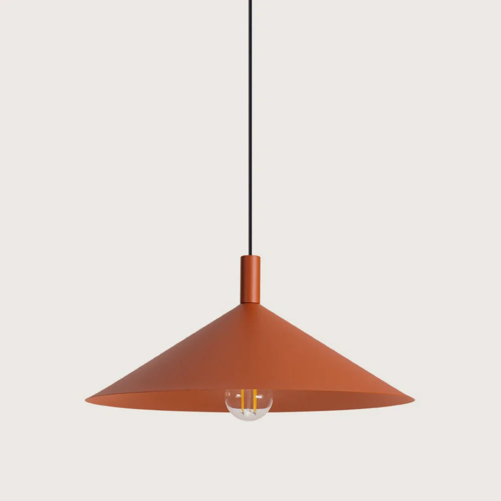 Kúp alakú acél függőlámpa, okkervörös (1 izzós – Ø 40 cm)