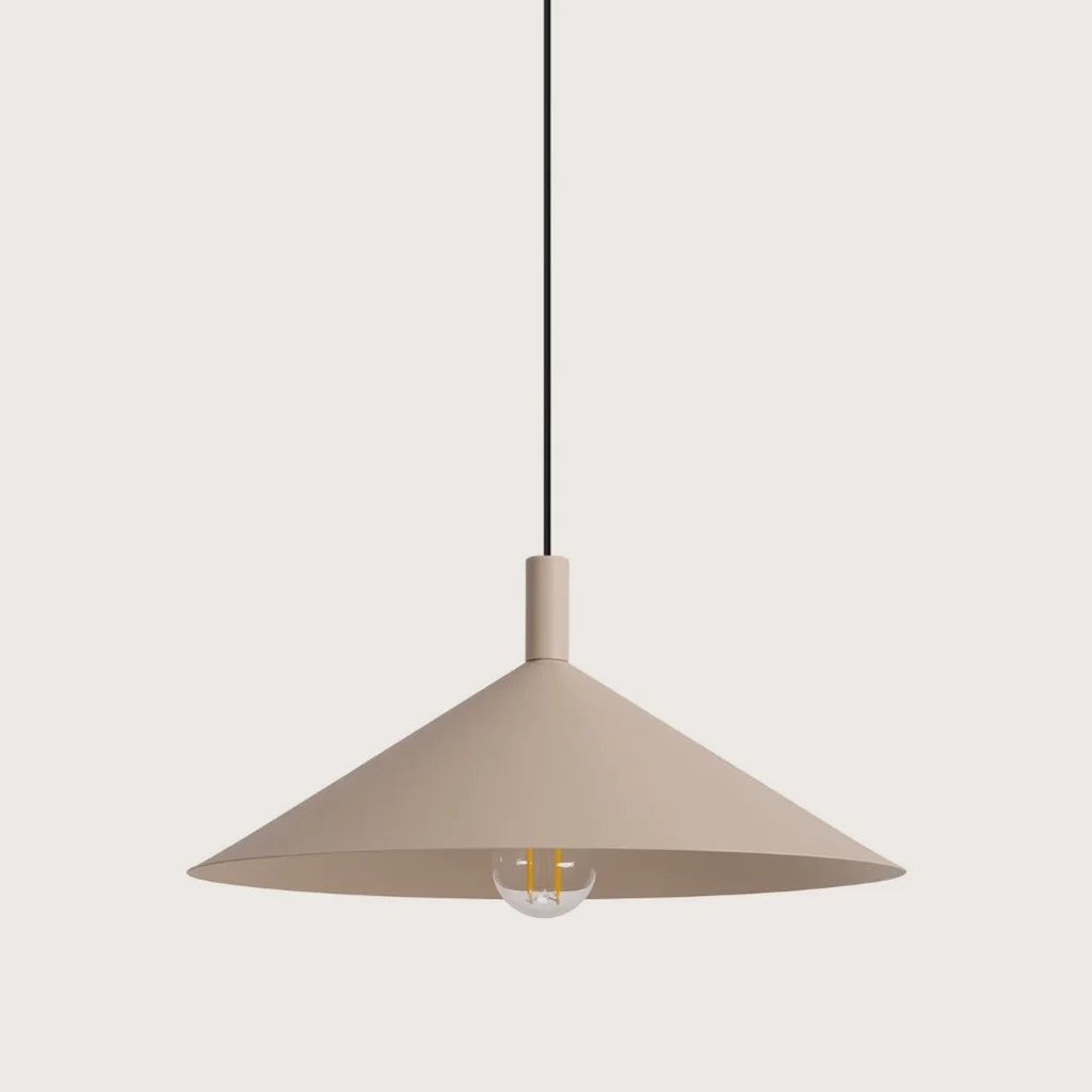 Kúp alakú acél függőlámpa, taupe (1 izzós – Ø 40 cm)
