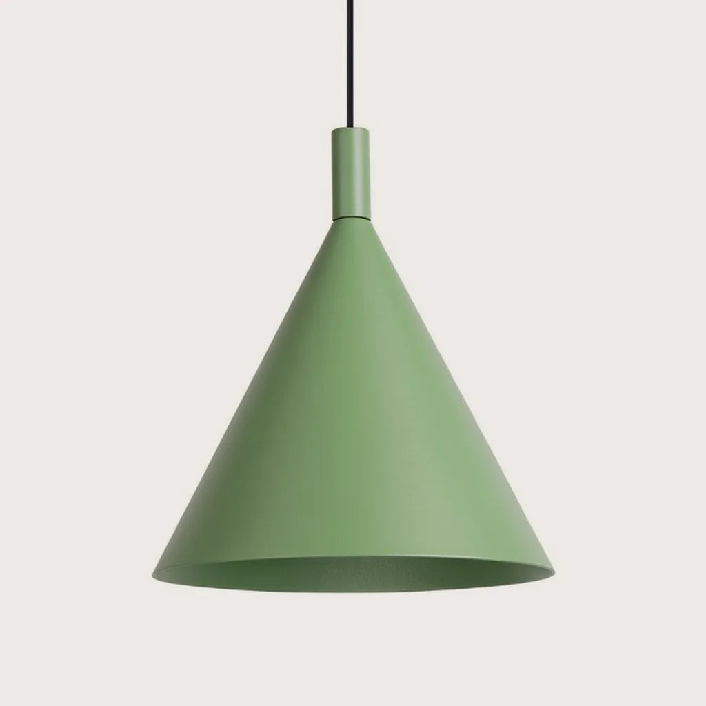 Kúp alakú acél függőlámpa, zsályazöld (1 izzós – Ø 25 cm)