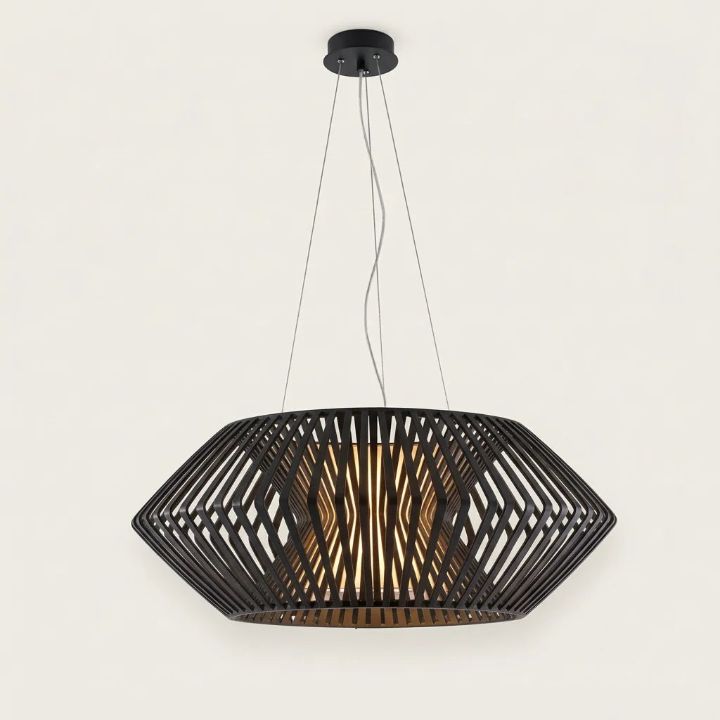 Fekete lamellás design függőlámpa