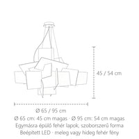 Réteges függőlámpa méretei: Ø 65 / 95 cm