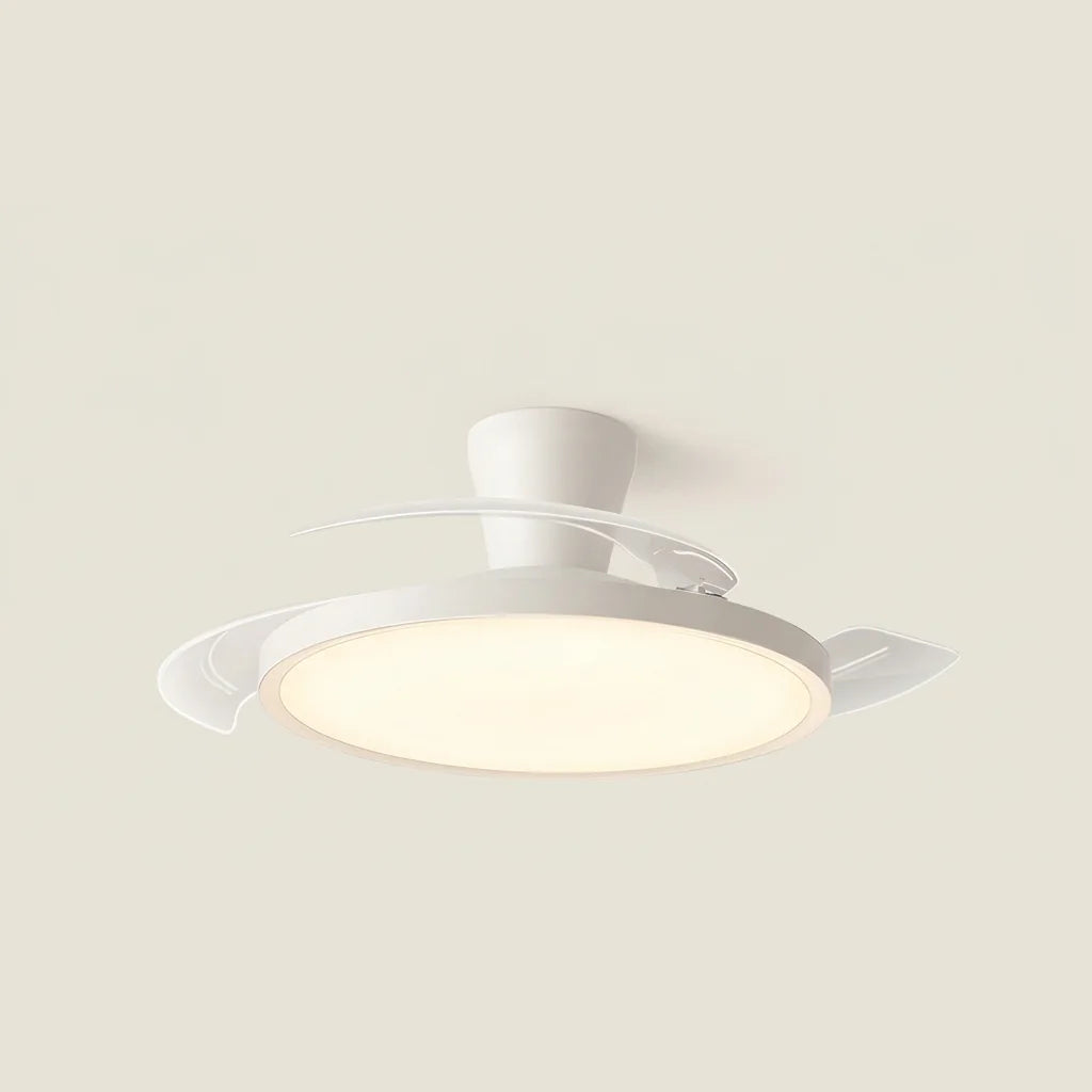 Láthatatlan lapátos mennyezeti ventilátor LED lámpával, fehér