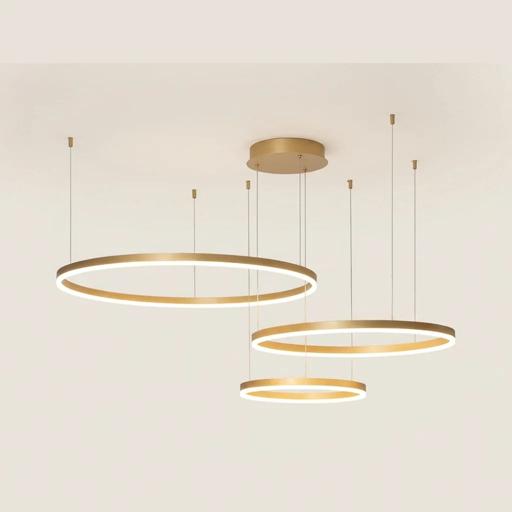 Modern LED gyűrű csillár arany kerettel, három gyűrűvel