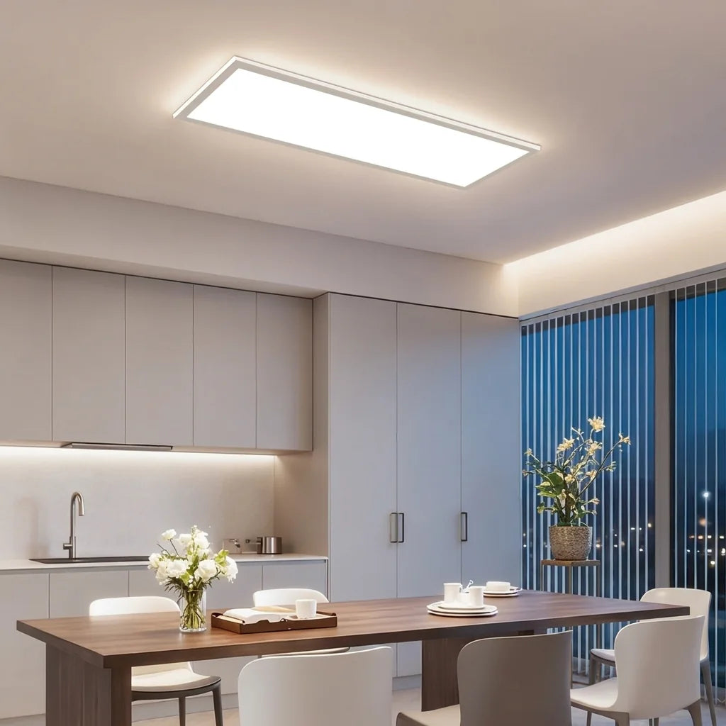 LED panel mennyezeti lámpa modern konyhai étkezőben