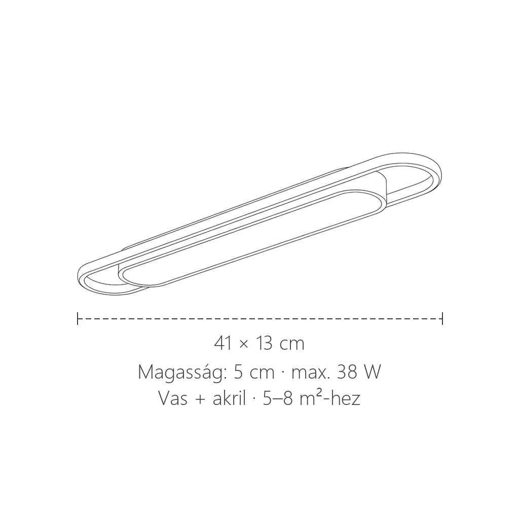 LED téglalap fénysáv méretei: 41 × 13 × 5 cm
