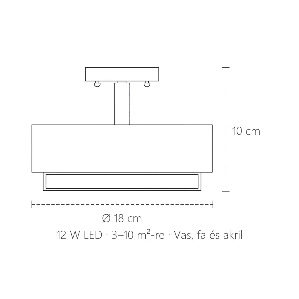 Macaron mennyezeti lámpa méretei: Ø 18 cm, 10 cm magas