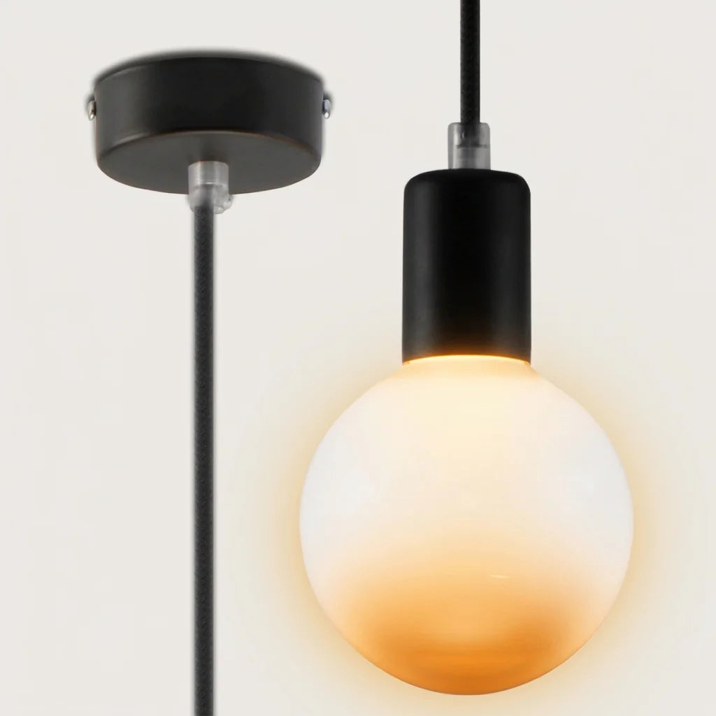 Világító minimalista fekete foglalat függőlámpa