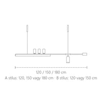 Minimalista lineáris csillár méretei: 120, 150 vagy 180 cm