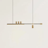 Minimalista lineáris LED csillár arany hengerekkel, A stílus