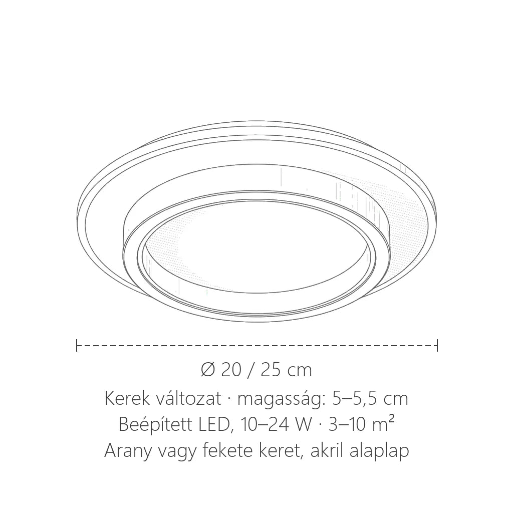 Kerek gyűrűs LED lámpa méretei: Ø 20 / 25 cm