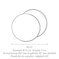 Napfogyatkozás korong fali lámpa méretei: 40 cm széles, korongok Ø 25 cm
