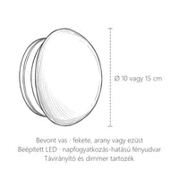 Napfogyatkozás LED fali lámpa méretei: Ø 10 vagy 15 cm
