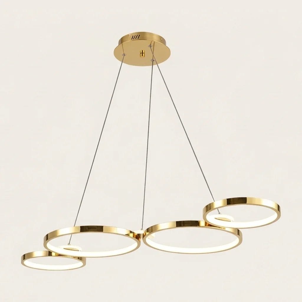Arany négygyűrűs LED függőlámpa, 107 cm