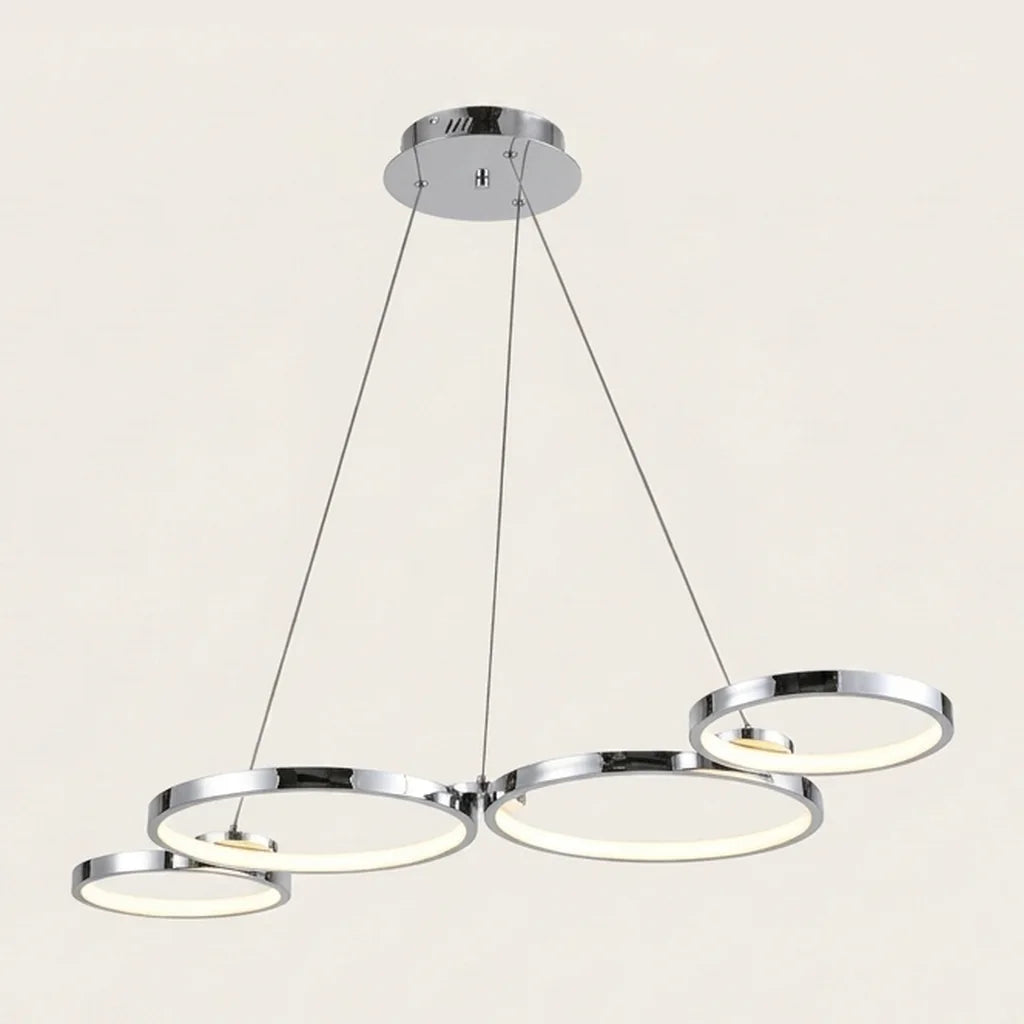 Króm négygyűrűs LED függőlámpa, 107 cm
