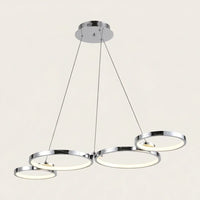 Króm négygyűrűs LED függőlámpa, 107 cm