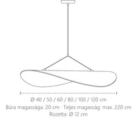 Nordik levél függő csillár méretei: Ø 40–120 cm, 20 cm magas búra