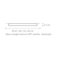 Okos fa LED mennyezeti lámpa méretei: Ø 30–60 cm, 2,5 cm vastag