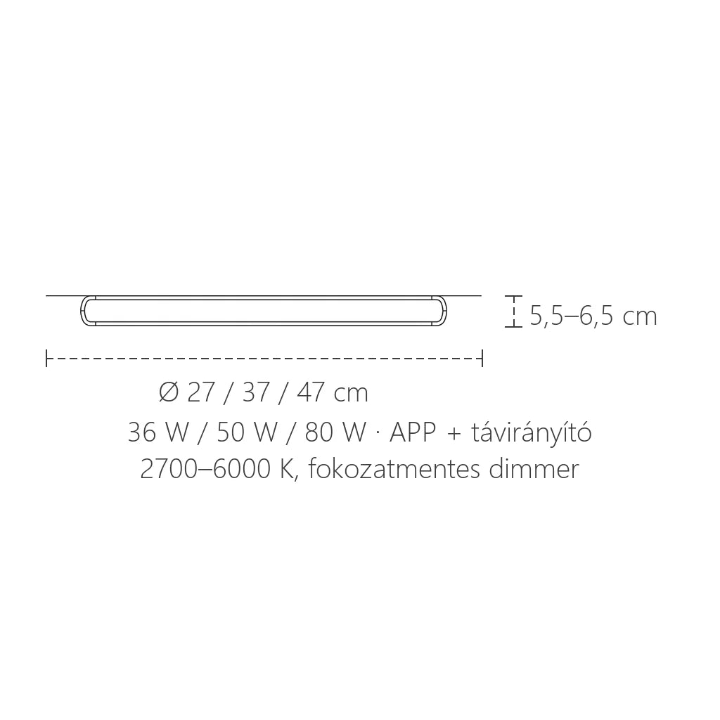 Okos nagy LED mennyezeti lámpa méretei: Ø 27–47 cm