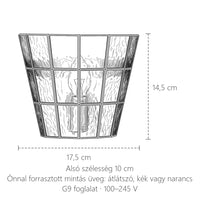 Ólomüveg félkúp fali lámpa méretei: 17,5 × 14,5 cm