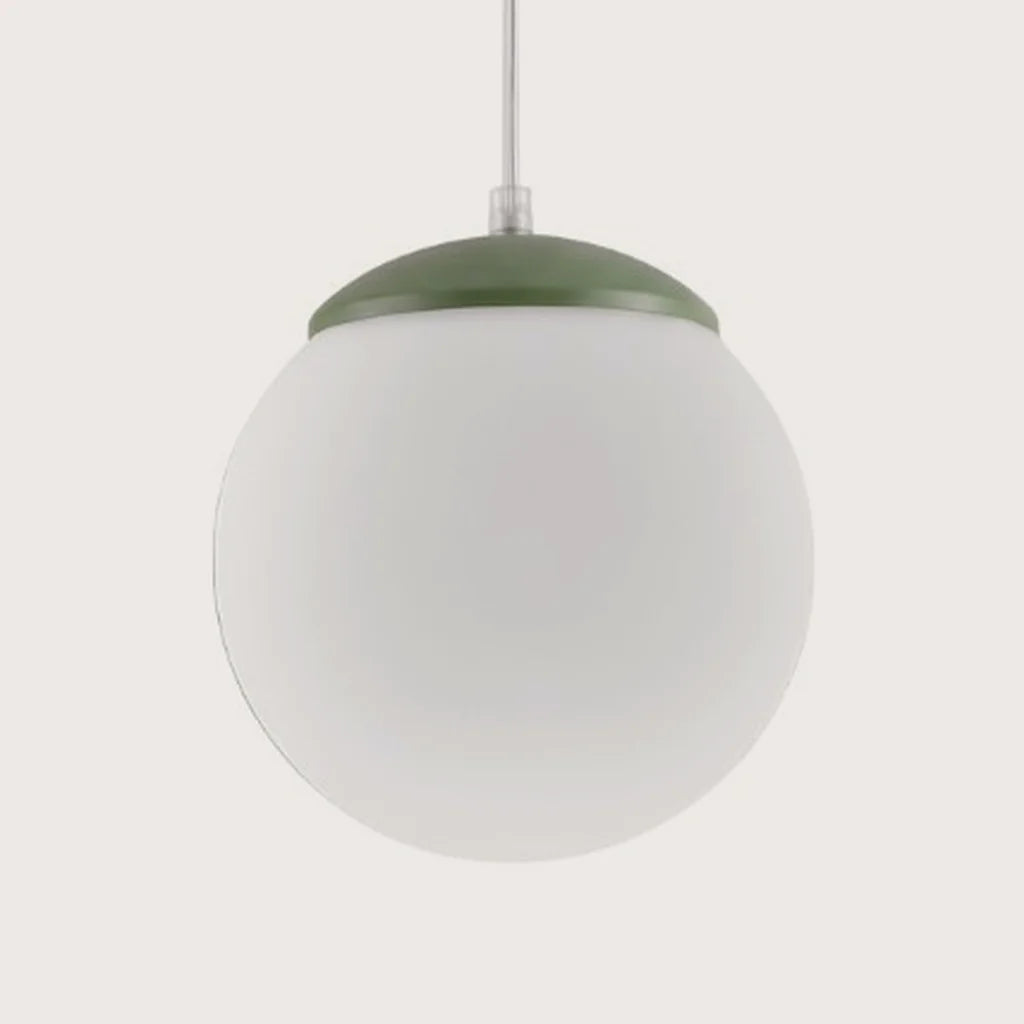 Opál üveg gömb függőlámpa, olívazöld (Ø 20 cm)