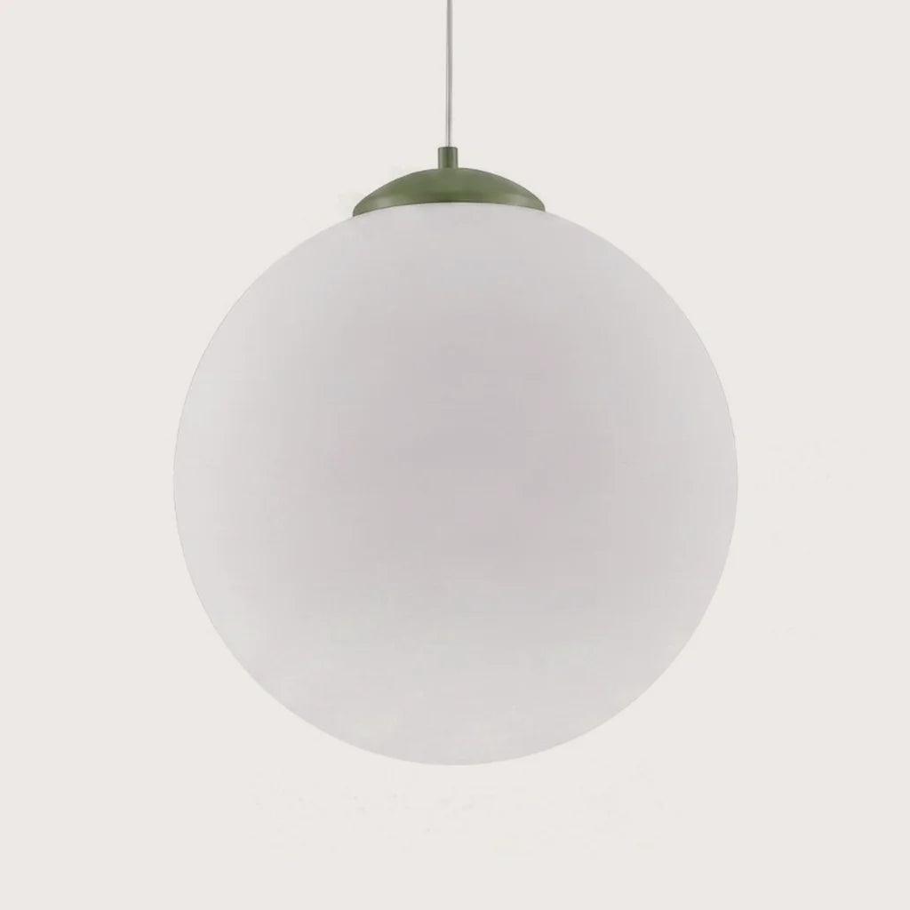 Opál üveg gömb függőlámpa, olívazöld (Ø 40 cm)
