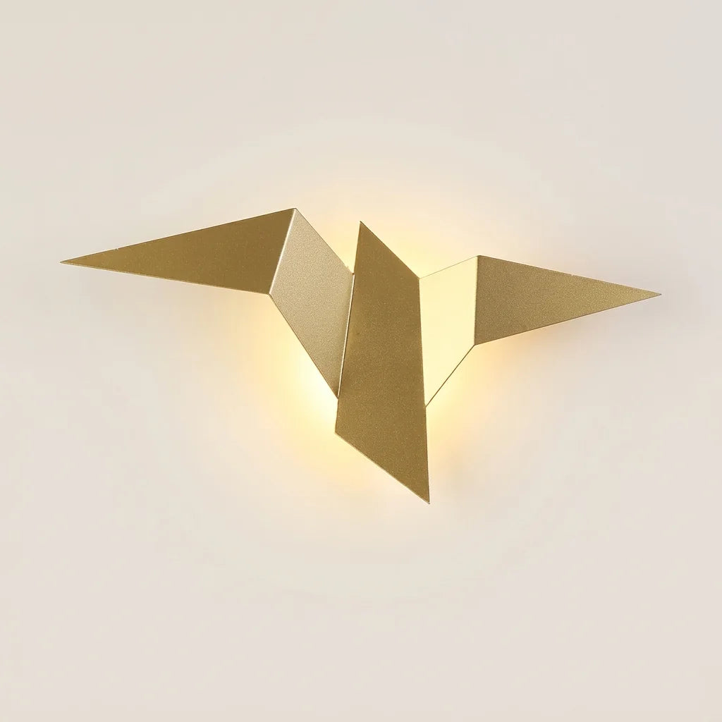 Arany origami madár fali lámpa háttérvilágítással