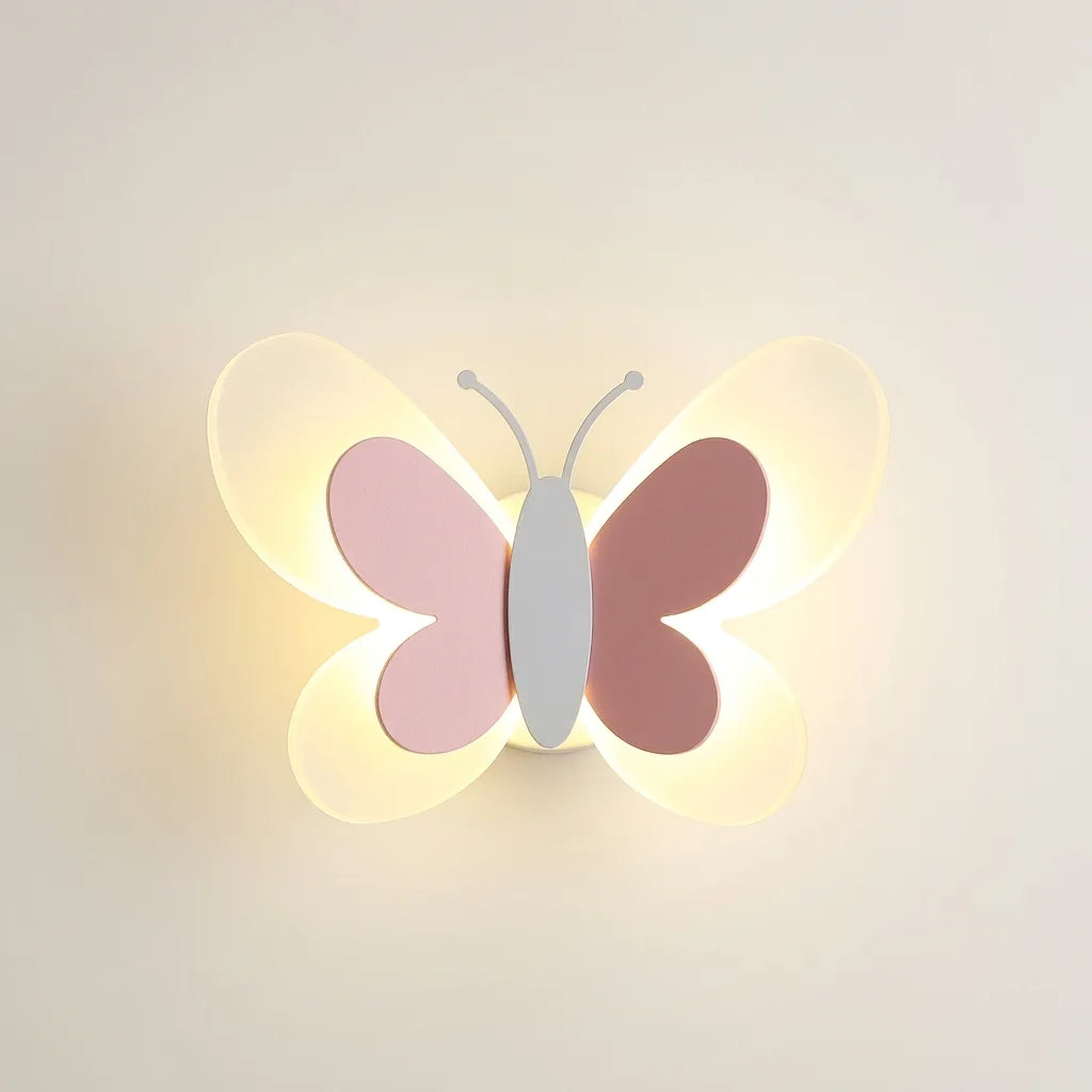 Pillangó LED fali lámpa rózsaszín szárnyakkal, C modell