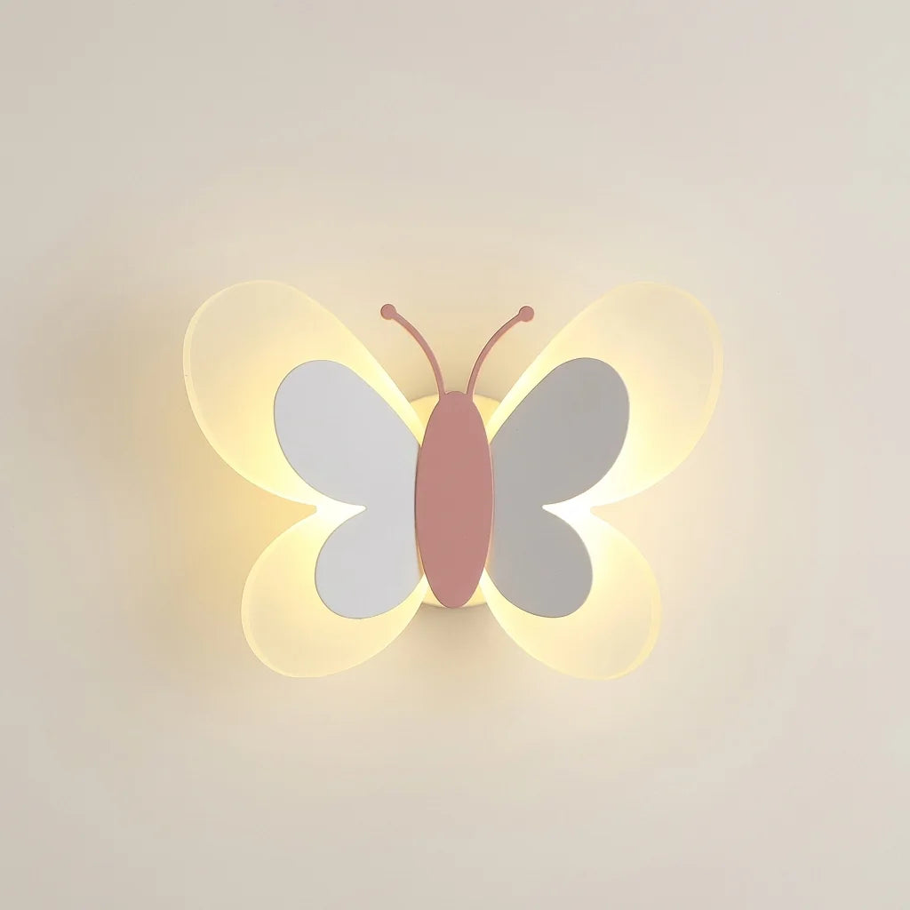 Pillangó LED fali lámpa rózsaszín testtel, B modell