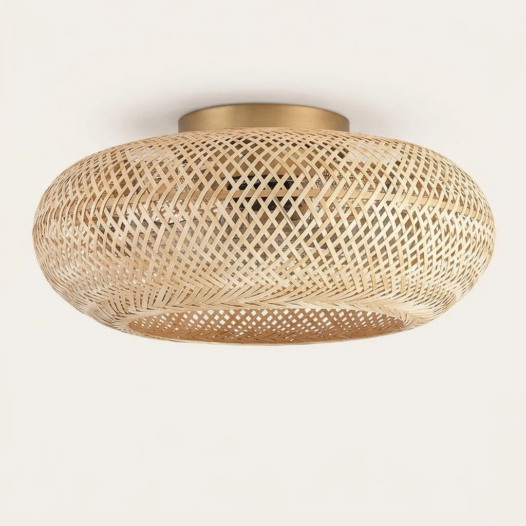 F modell: lapos bambusz kupola ventilátorlámpa