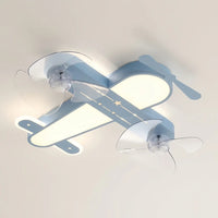 Kék repülős mennyezeti lámpa két ventilátorral