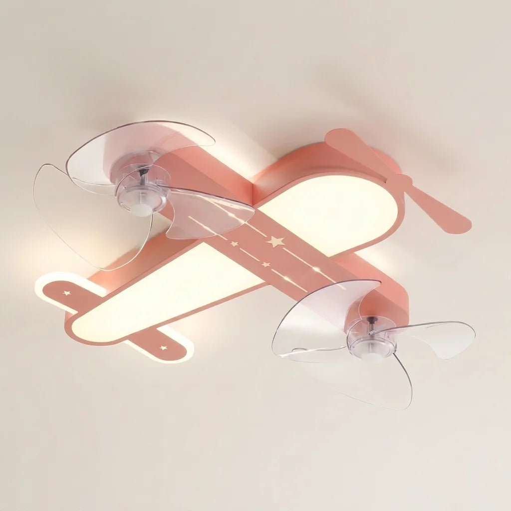 Rózsaszín repülős lámpa két ventilátorral