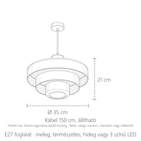 Réteges korong lámpa méretei: Ø 35 cm, 21 cm magas