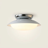 Retro LED mennyezeti lámpa világosszürke búrával, króm rozettával