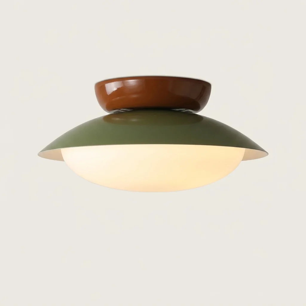 Retro LED mennyezeti lámpa olívazöld búrával