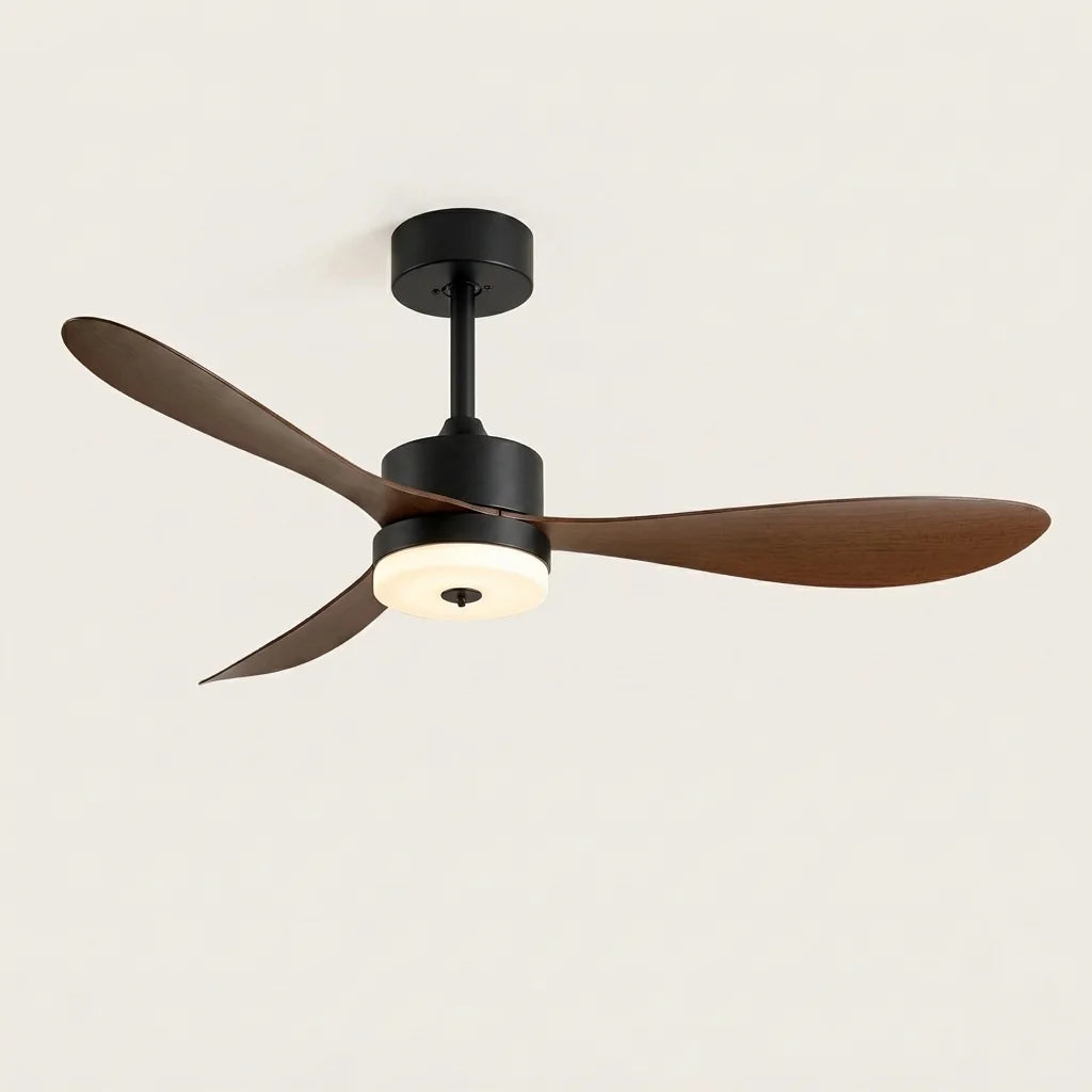 Retro mennyezeti ventilátor fekete színben, dió lapátokkal