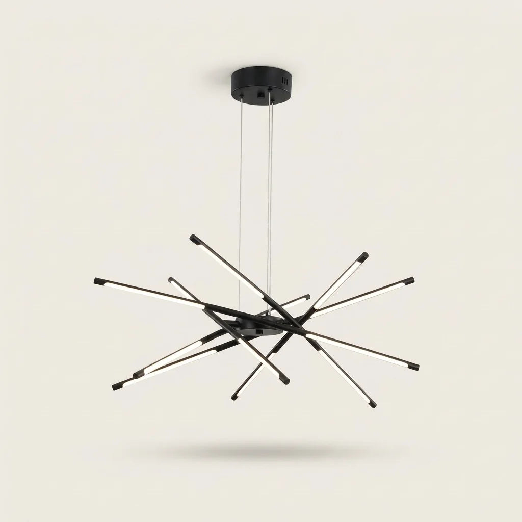 Fekete rudas LED csillár, 12 kar